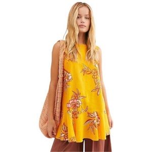 Free People Floral Tunic Dress Tulum linen blend